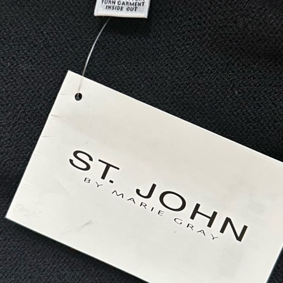 St. John Evening Black Long Sleeve Knit Sweater with Silver Stars Size Small - Picture 7 of 8